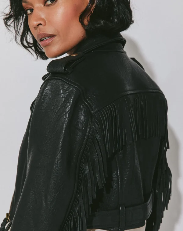 Fringe Leather Jacketblack-Cleobella Sale