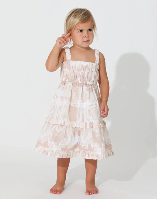 Littles Jolene Dresswatercolor Ikat Beige-Cleobella Clearance